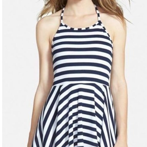 MINKPINK Navy Striped Halter Dress - Picture 4 of 5